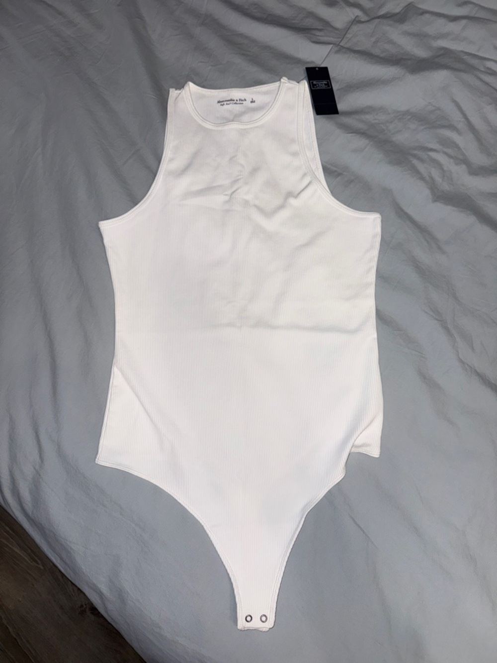 Abercrombie & Fitch White Ribbed Bodysuit